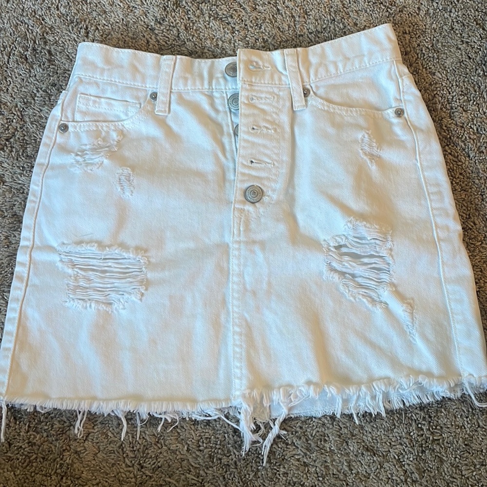 White jean skirt